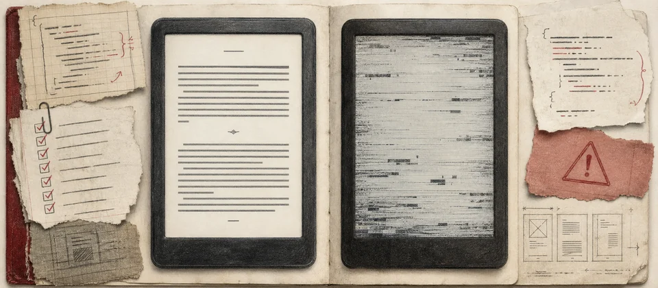 Worn journal thumbnail for the Kobo EPUB rendering story