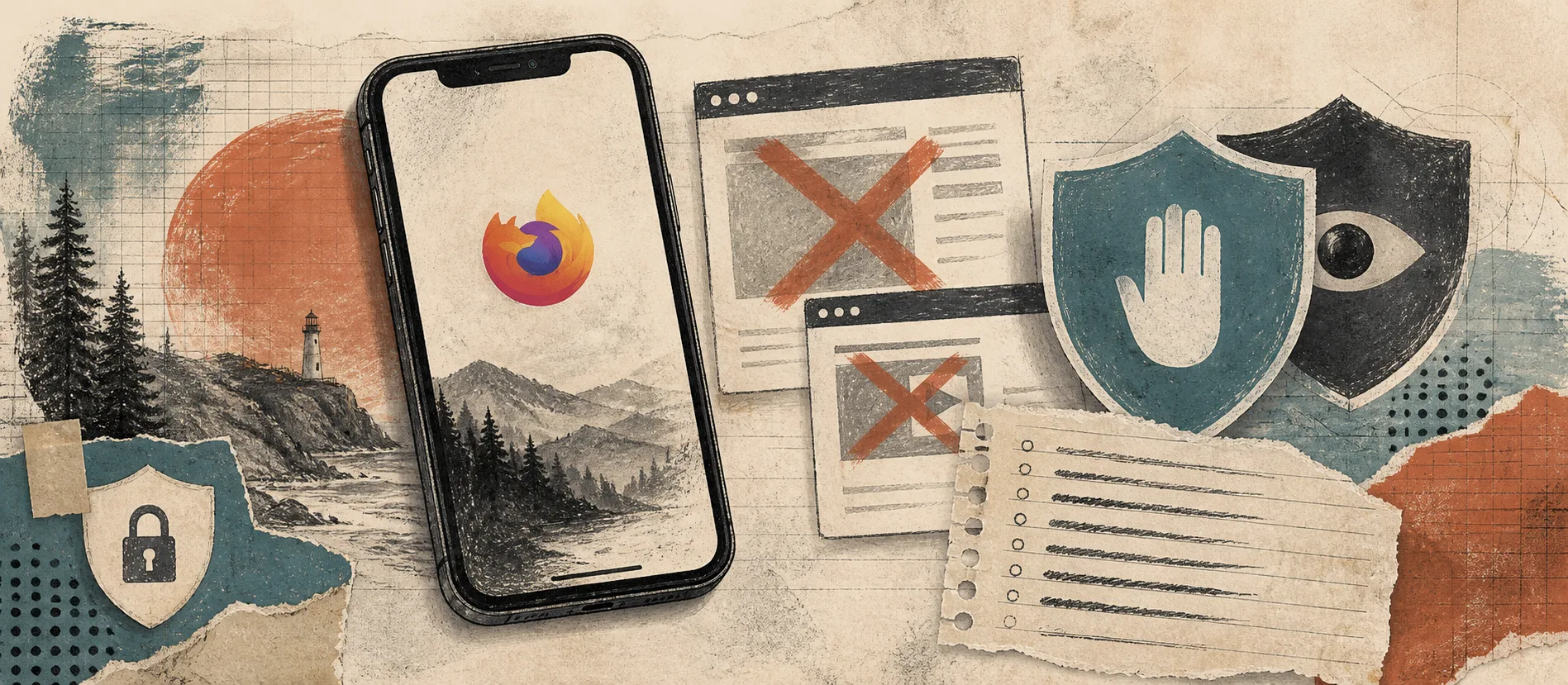 Worn journal thumbnail for the Firefox for iOS adblocker story