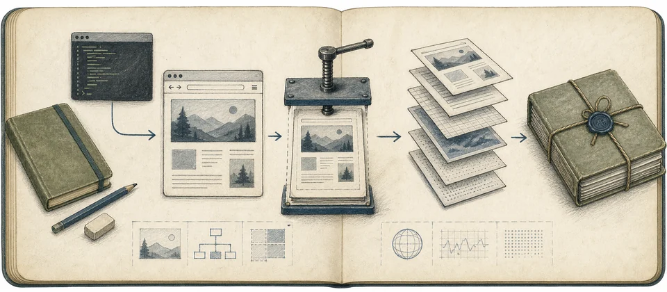 Worn journal thumbnail for the Kage offline website story