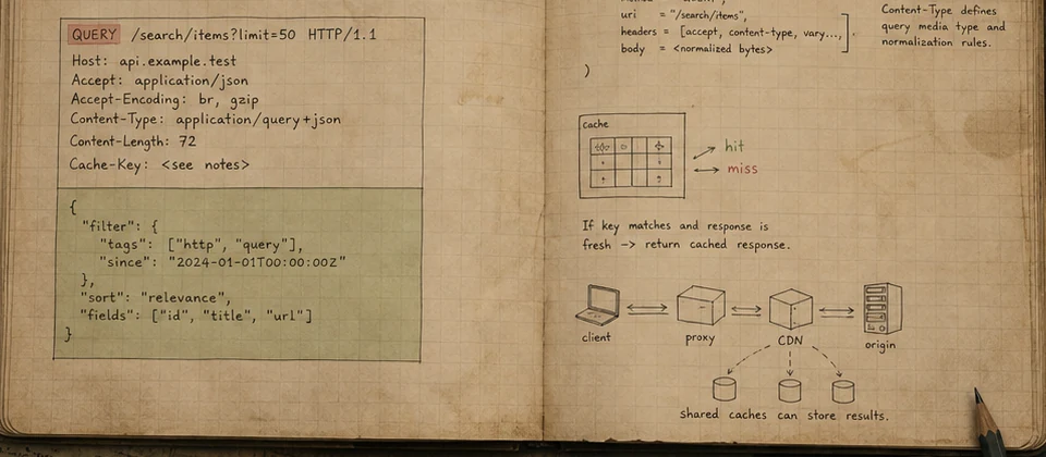 Worn journal thumbnail for the HTTP QUERY RFC story