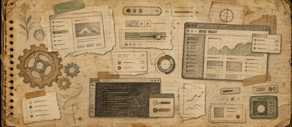 Worn journal thumbnail for the Rust GUI ecosystem story
