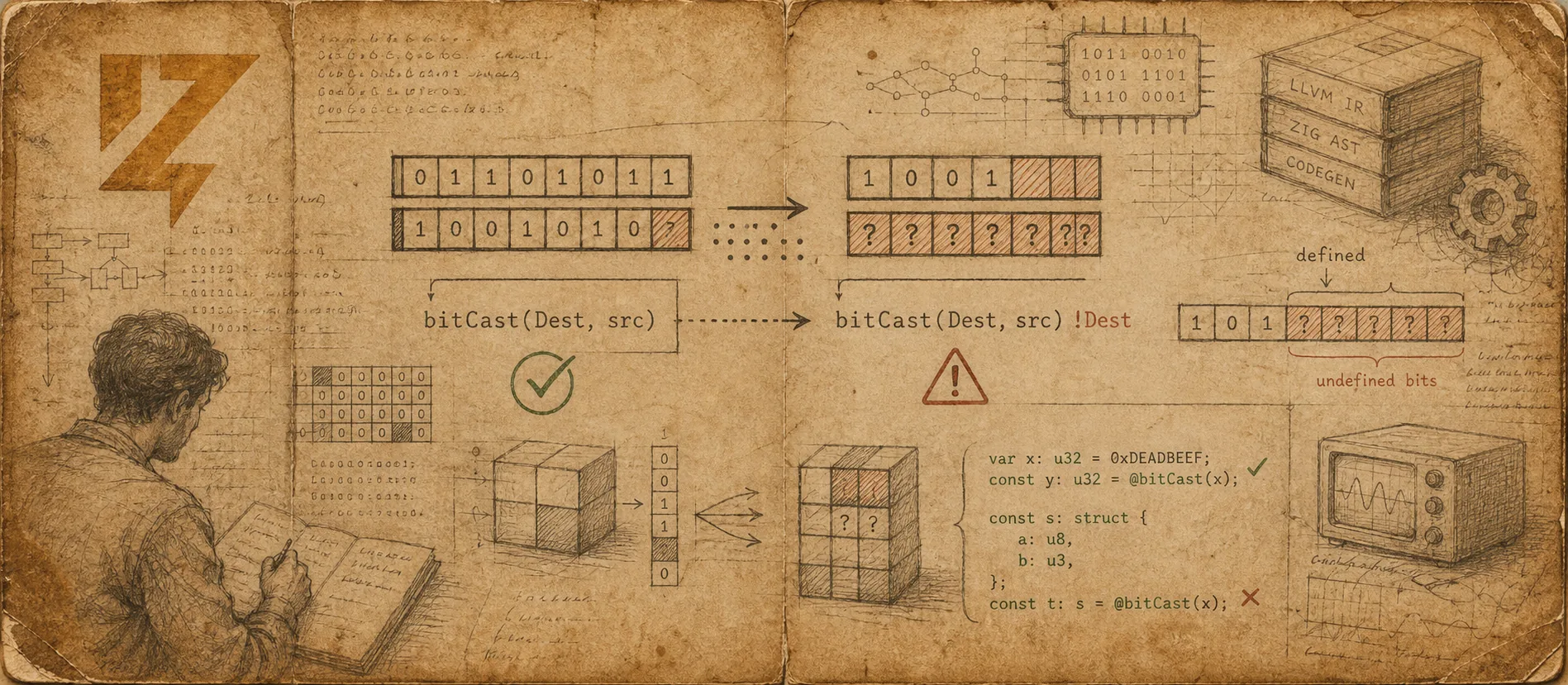 Worn journal thumbnail for the Zig bitCast story