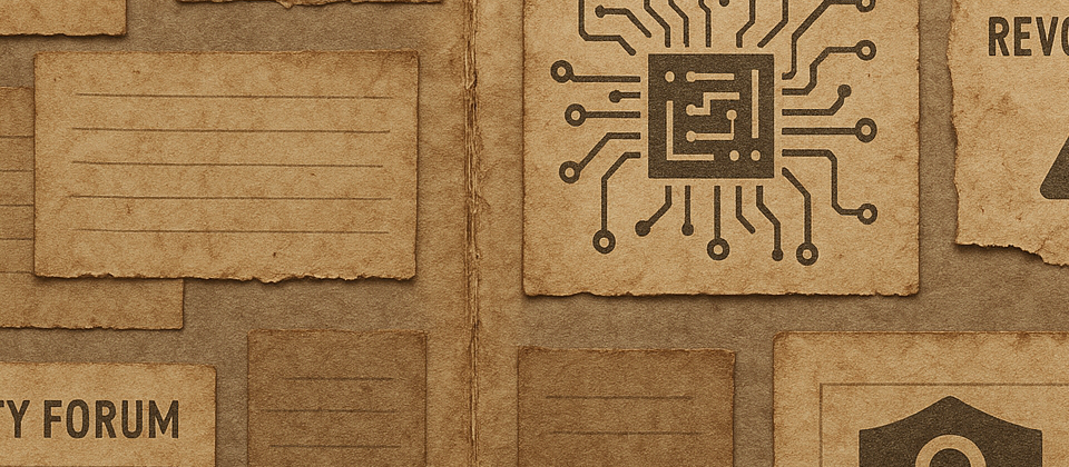 Distressed incident-response collage with malware warnings, installer links, and audit checklist marks