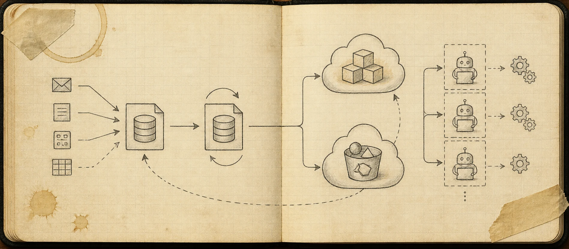Worn journal thumbnail for the SQLite durable workflows story