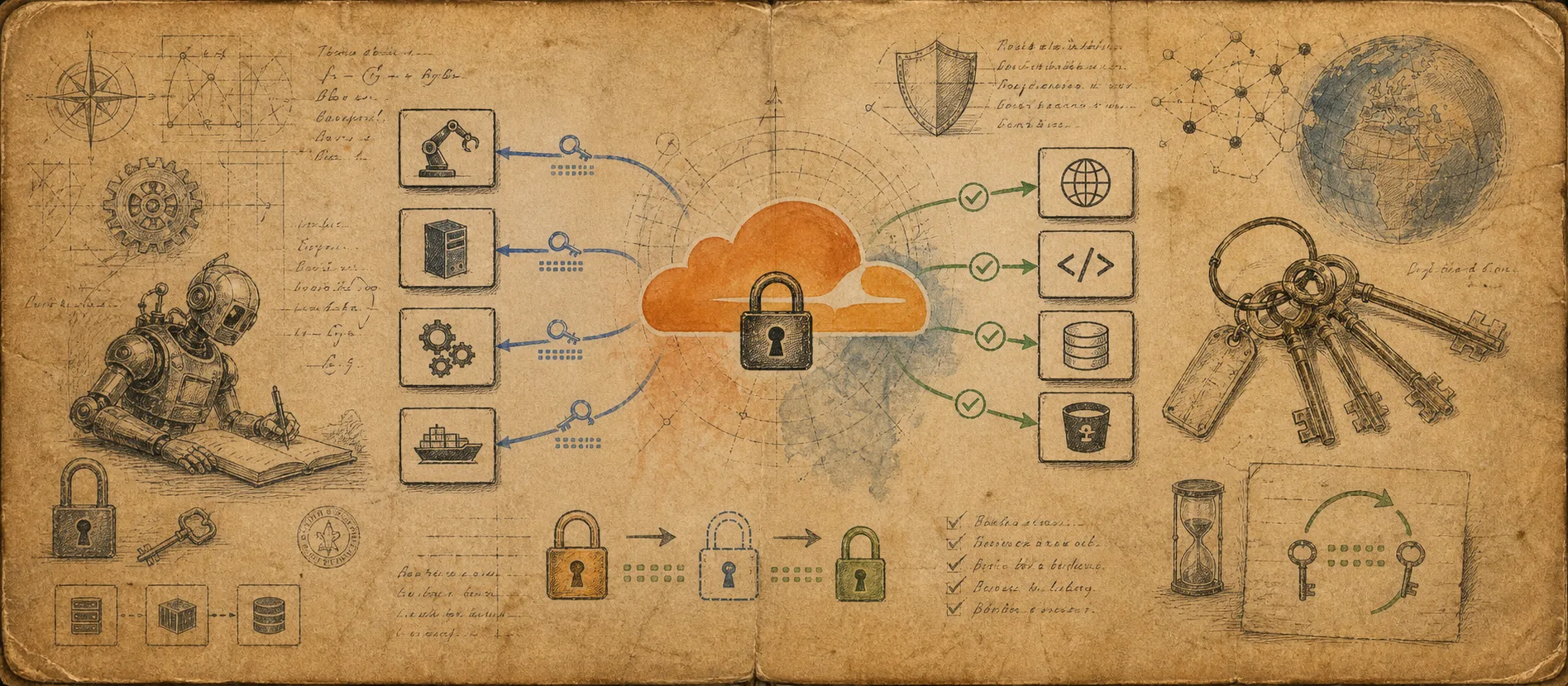Worn journal thumbnail for the Cloudflare OAuth story