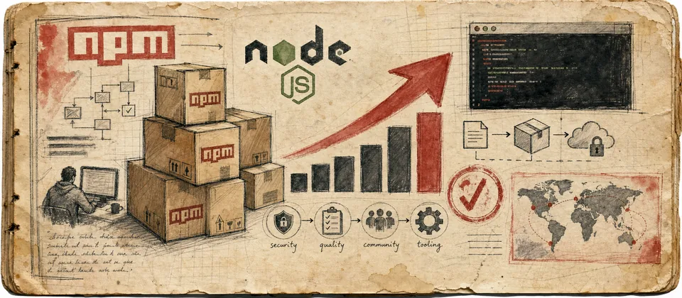 Worn journal thumbnail for the npm v12 story