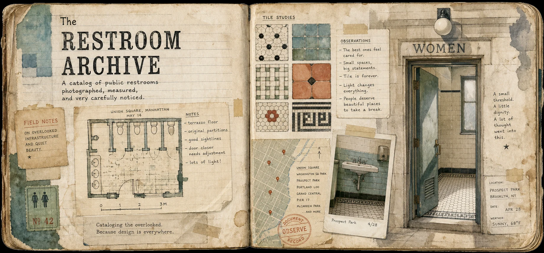 Worn journal thumbnail for the Restroom Archive story