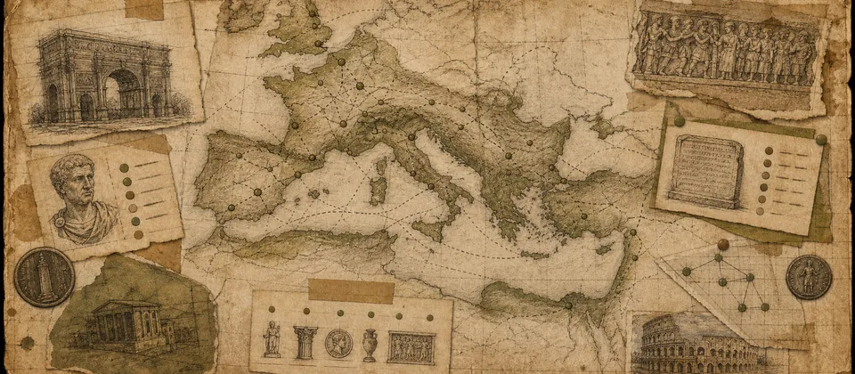 Worn journal thumbnail for the Roman Empire map story
